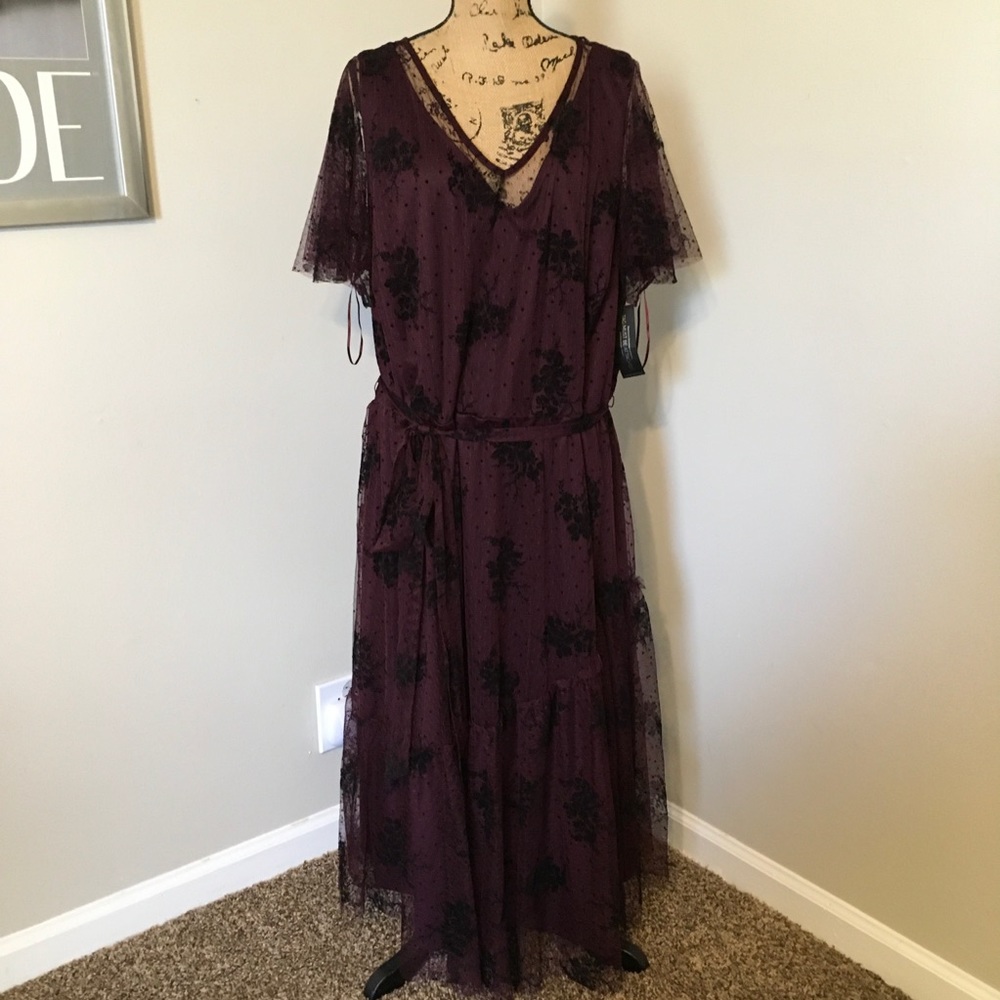 NWOT Lane Bryant Wine And Black Floral Dress